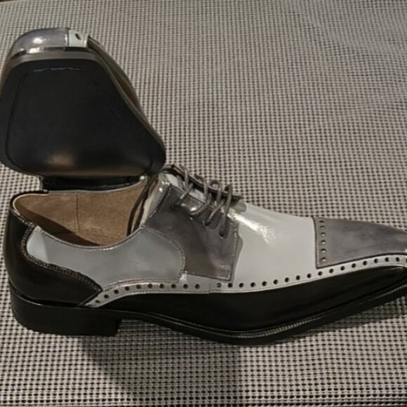 Stacy Adams Shoes Plaza Modified Cap Toe Oxford Black/Gray Size 9.5 - Picture 8 of 10